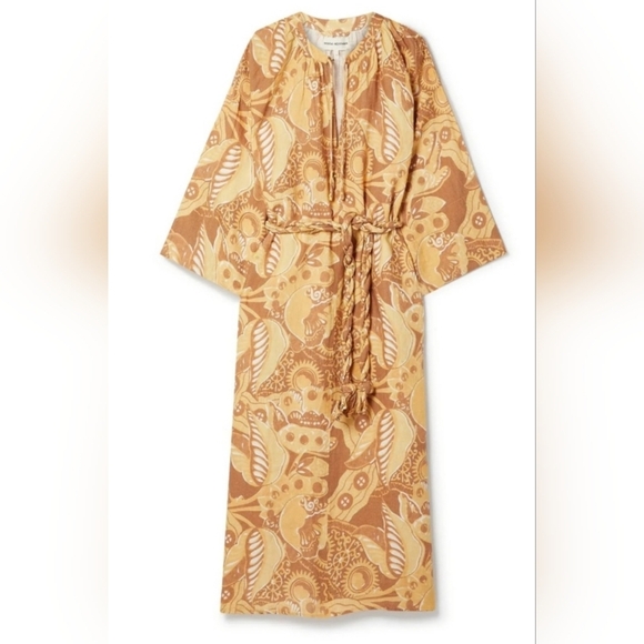 Mara Hoffman Lysa Dress In Yellow Linen Multi - Picture 1 of 7